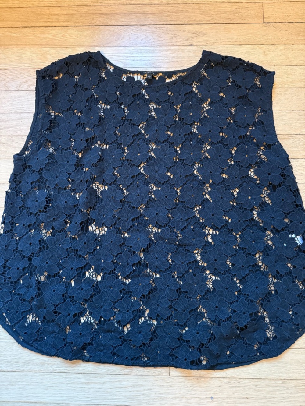 TALBOTS Black Cotton Lace Floral top Size XL EUC